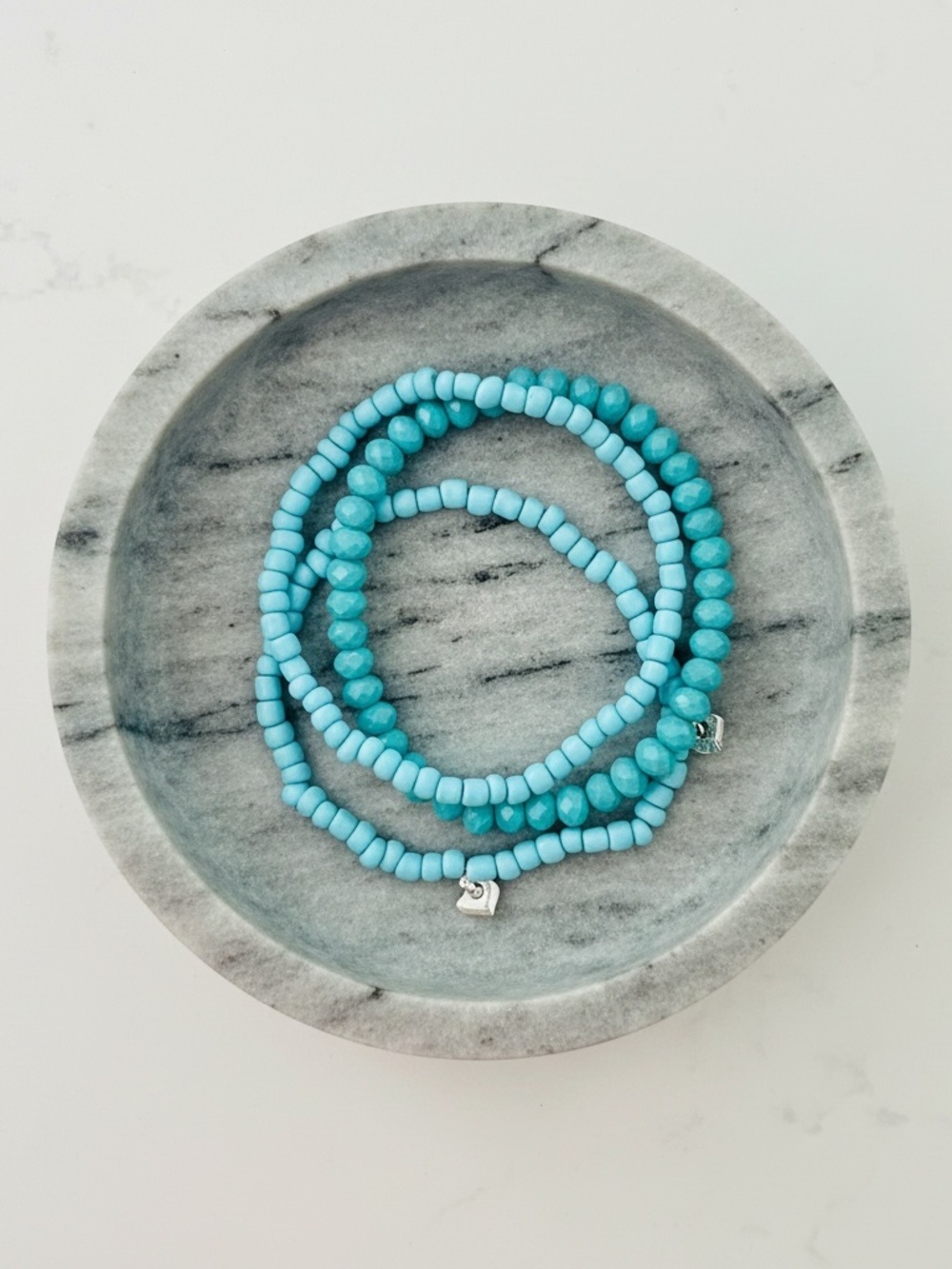 Ocean Breeze Bracelet Set | Silver Heart Charm Set | Peace & Release